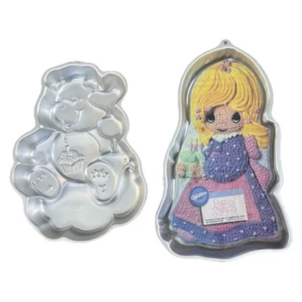 Lot Of 2 Vintage Wilton Cake Pans 1980s 1990s Care Bear Precious Moments